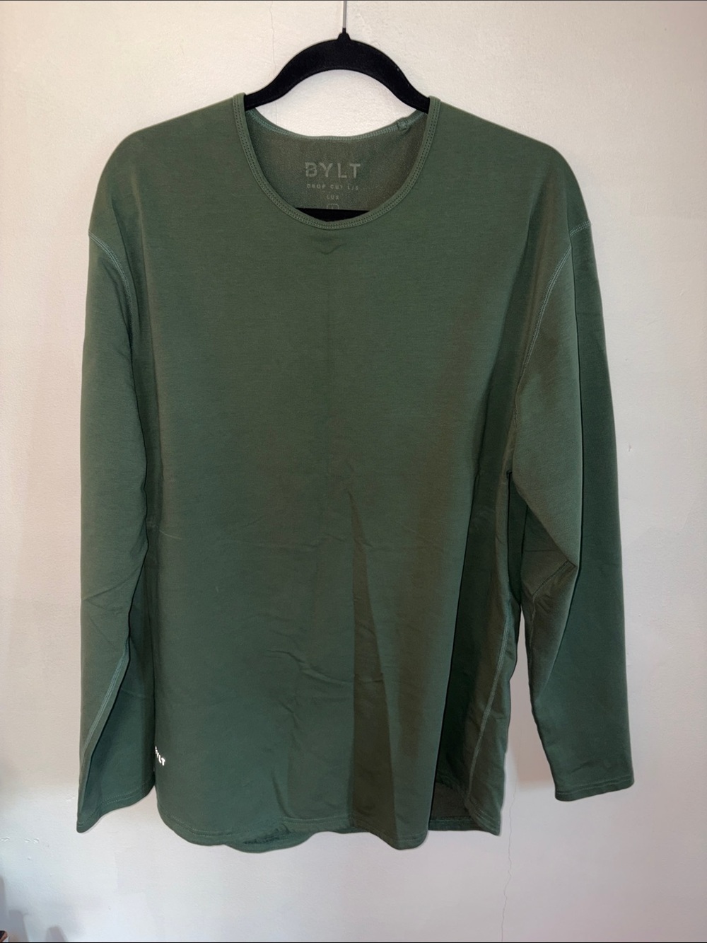 BYLT Drop Cut Performance Olive Green Crewneck